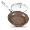HLAFRG 10-inch Non-stick Frying Pan with Lid Granite Coated Egg Pan Cooking Pot with Stainless Steel Handle Induction Compatible