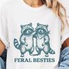 Feral Besties T-Shirt, Funny Raccoon Friends Gift, Cute Trash Panda Bestie Graphic Tee for Best Friends & Animal Lovers