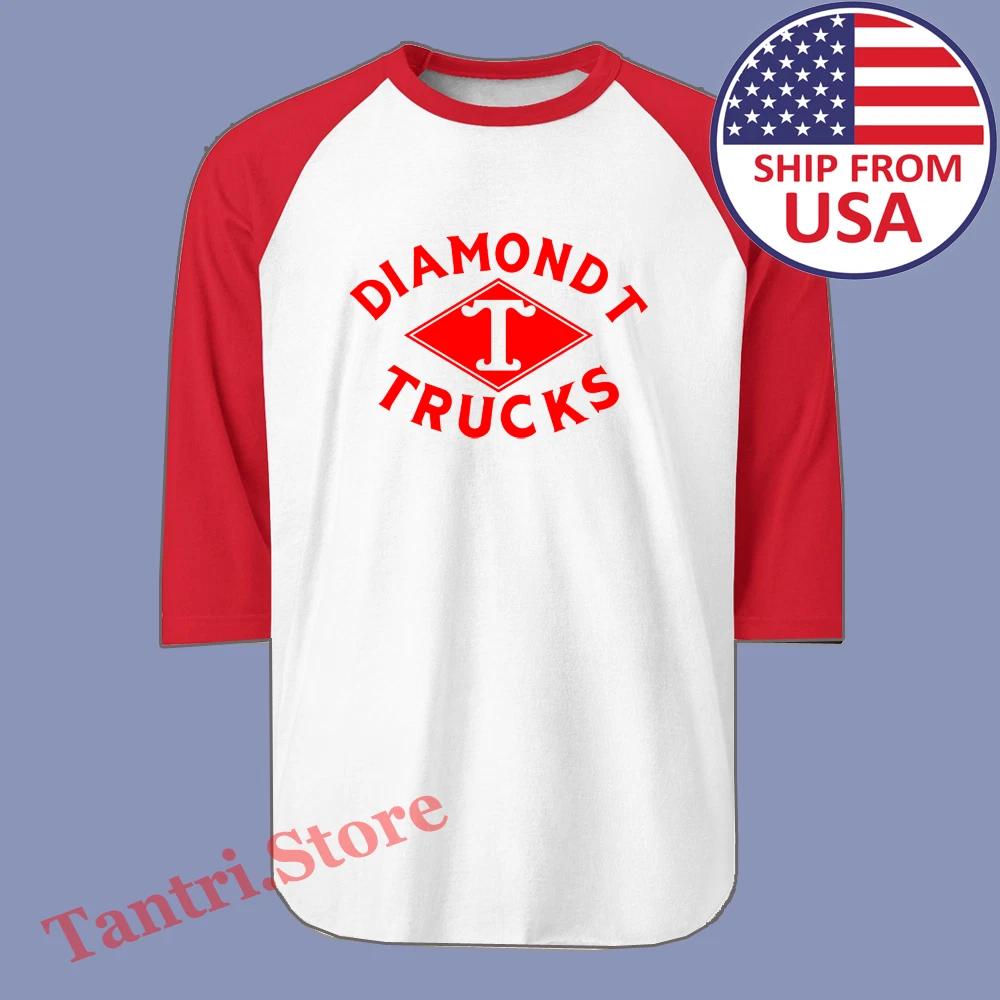 

Diamond T Trucks Men s Raglan White Red Size S to 2XL 4XL
