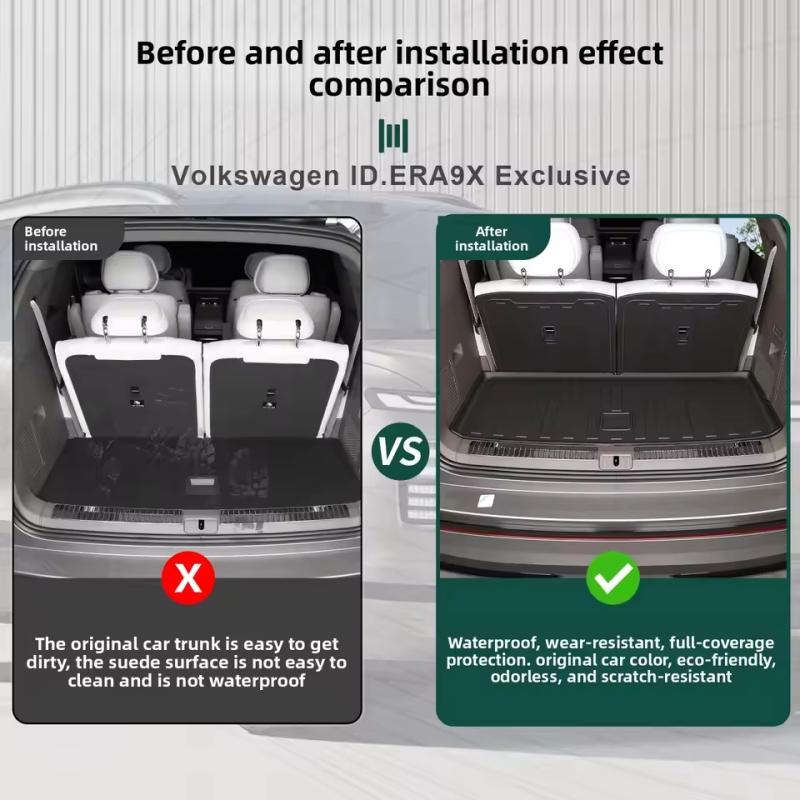 For Volkswagen ID. ERA 9X 2026 Car Trunk Mat TPE 3D Rear Seat Backrest Mat Trunk Storage Mat Trunk Carpet Waterproof Cargo Liner
