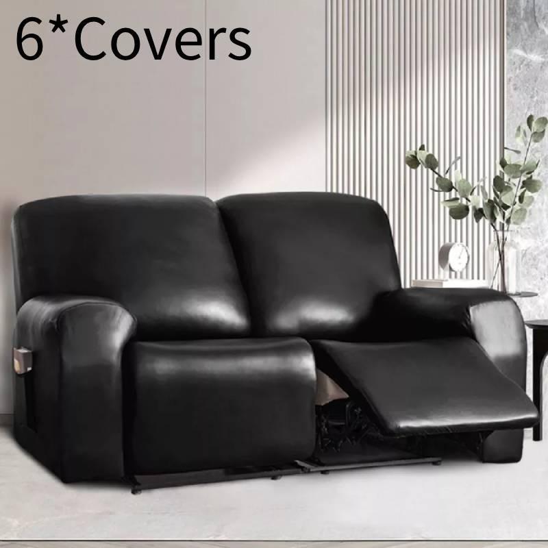 

Stretch Pu Leather Recliner Sofa Covers Waterproof 2 3 Seater Armchair Cover Black 2 Seater