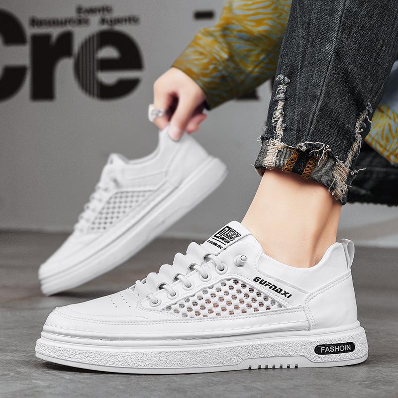 Little white shoes summer new breathable mesh fashion men's casual shoes personalized soft sole hollow youth board shoes