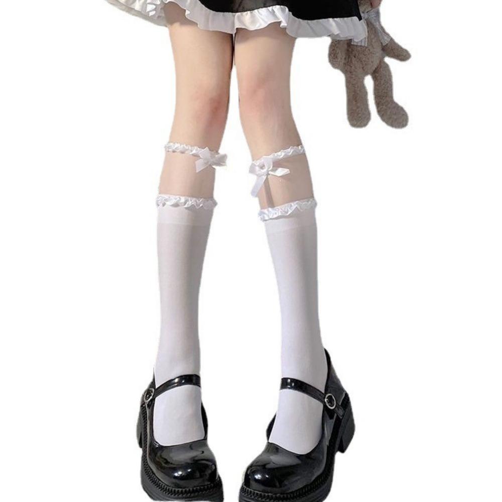 JK Calf Socks Lolita Lace Tube Socks Women's Summer Thin Bow Lolita Cute Half Socks Thin