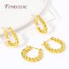 Fashion Round Twist Earrings Female 18K Gold Plated Creative Textured Circle Earrings For Women Huggie Earrings Jewelry Gifts