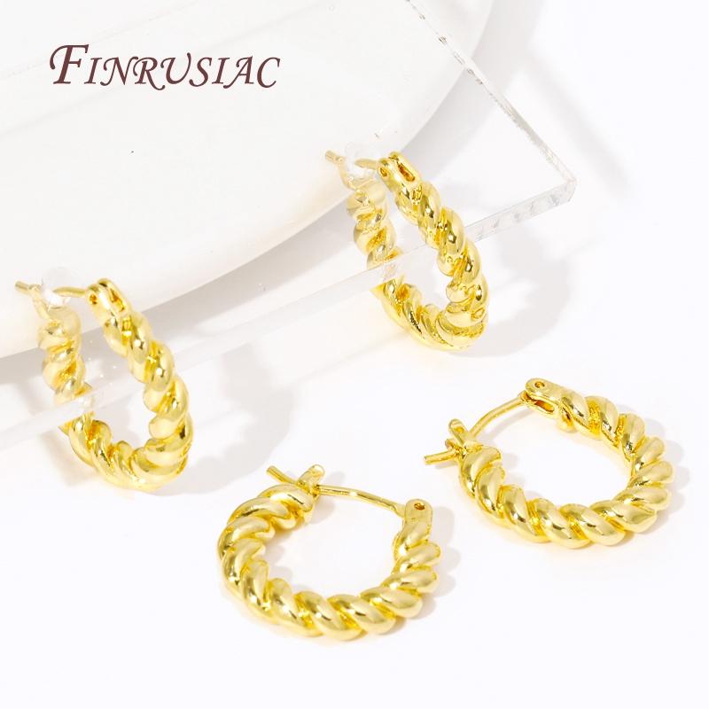 Fashion Round Twist Earrings Female 18K Gold Plated Creative Textured Circle Earrings For Women Huggie Earrings Jewelry Gifts