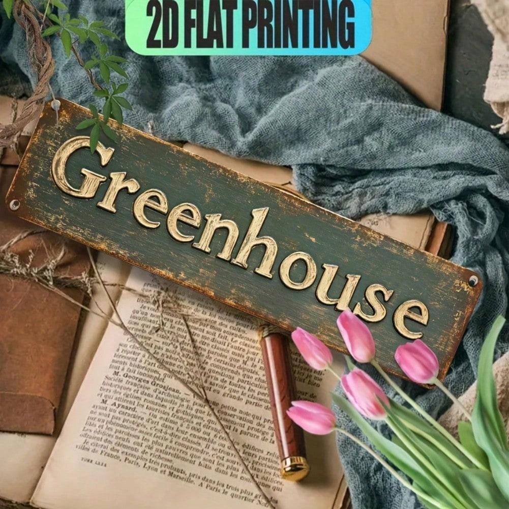 

2D Flat Retro Greenhouse Metal Sign, Multifunctional Aluminum Tin Plate Art, Ideal Decor for Bars Restaurants Farmhouse Porch Garage Indoor Outdoor 10x40 різнокольоровий
