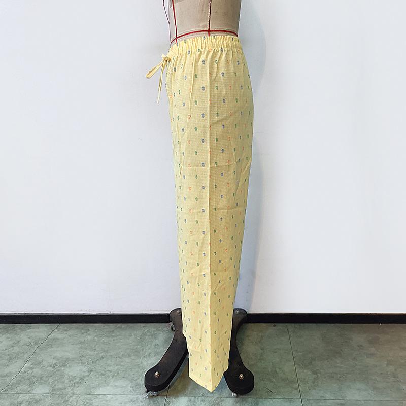 Spring and Autumn Women's Printed Tie Belt Loose Casual High Waisted Straight Leg Pants