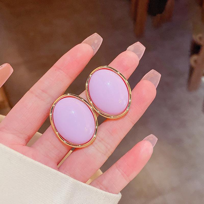 

Стильные геометрические серьги Vinca Blue - игла из серебра 925 пробы в модном корейском дизайне E4835 Ellipse