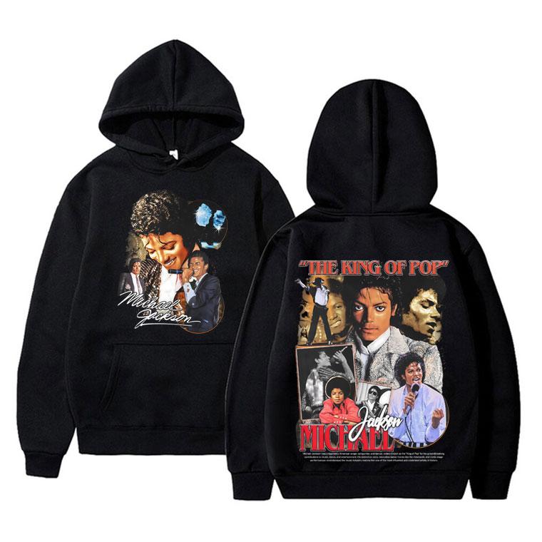 Classic Michajackson King Of Pop Double Sided Print Hoodie Men Vintage Gothic Rock Sweatshirt Man Casual Oversized Streetwear