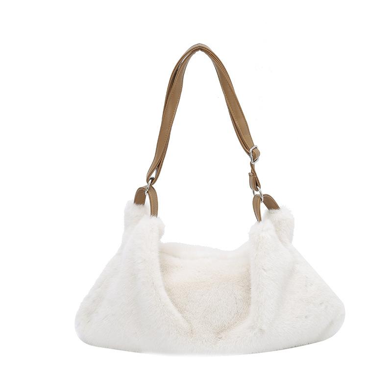 

Furry Causal and Versatile Crossbody Bag Women Fashi Shopping Shoulder Bag Ins Texture Simple Bucket Bag Daily Commute Tote белый