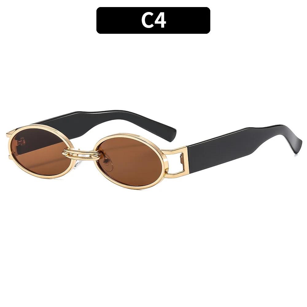 Retro Metal Oval Sunglasses Street Style Bicycle Riding Fashion Outdoor Sunscreen Cross-Border Eyewear Unisex Accessories