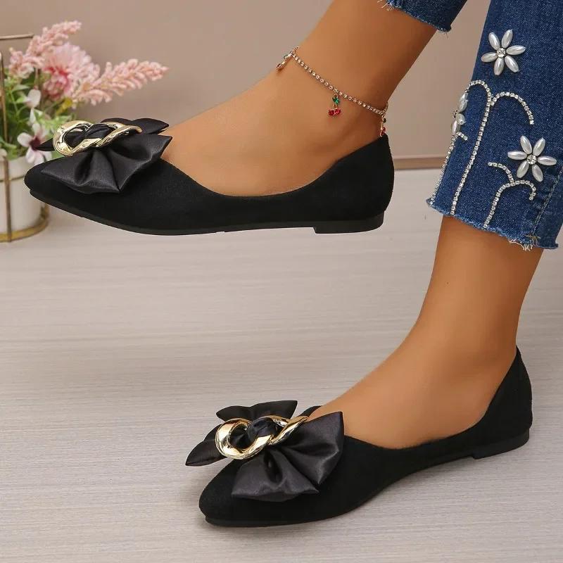 

Women s Shoes 2025 Summer New Bow Tie Shoes Soft Sole Pointed Toe Slip-On Flats for Women Outdoor Daily Plus Size Casual Shoes 35
