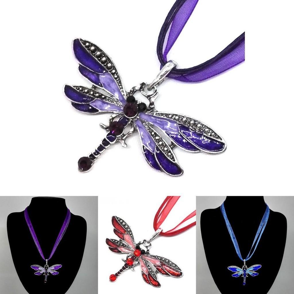 Elegant Alloy Jewelry Dragonfly Pendant Necklace Sweater Chain For Women