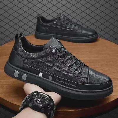 Witte Sneakers van Leer met Krokodillenpatroon voor Heren - Herfst 2021 Casual, Veelzijdig en Schoenen met Antislip Zachte Zool.