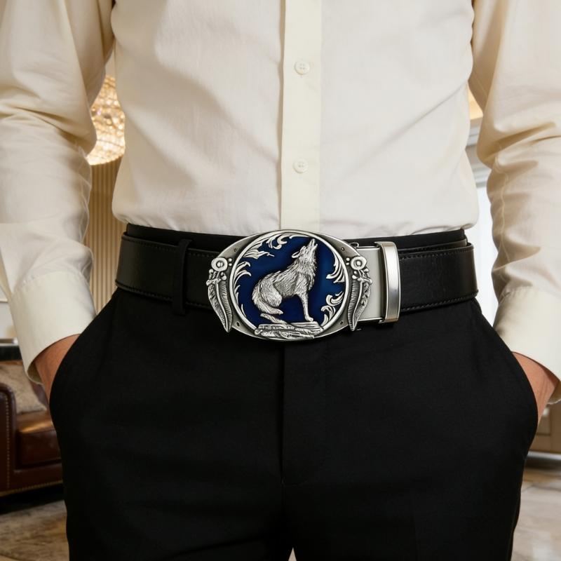 Wolf Gürtelschnalle Lederhandwerk Metall Ersatzschnalle Geschenk für Vater Lederhandwerk Streetwear Geschenk Ersatz