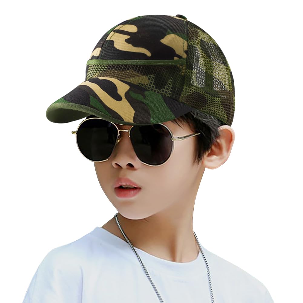 SIQITECH Camouflage Baseball Cap with UV Ages Sun Hat for Spring and Perfect for Going and Outdoor Kids' Protection, 3-9, Breathable, Large, Summer,