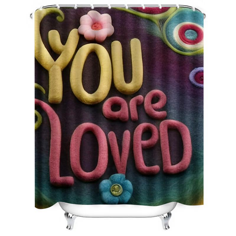You Are Loved Colorful Design Waterproof Shower Curtain for Bathroom Decor, High-Quality Material and Easy To Clean
