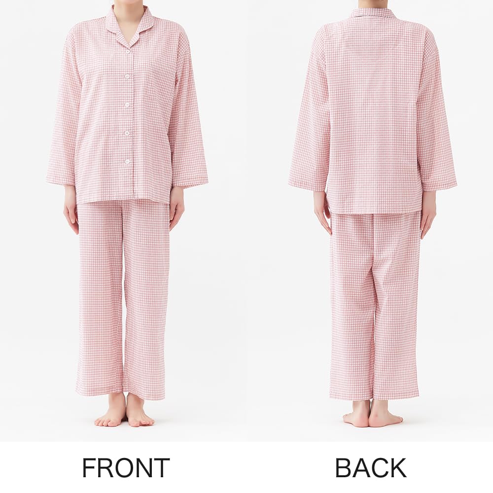 Gunze Long Sleeve Pajamas and Pants Elastic Sleeve and Leg Soft Navy Blue Women's (with Holes), Crepe, Acedron,
