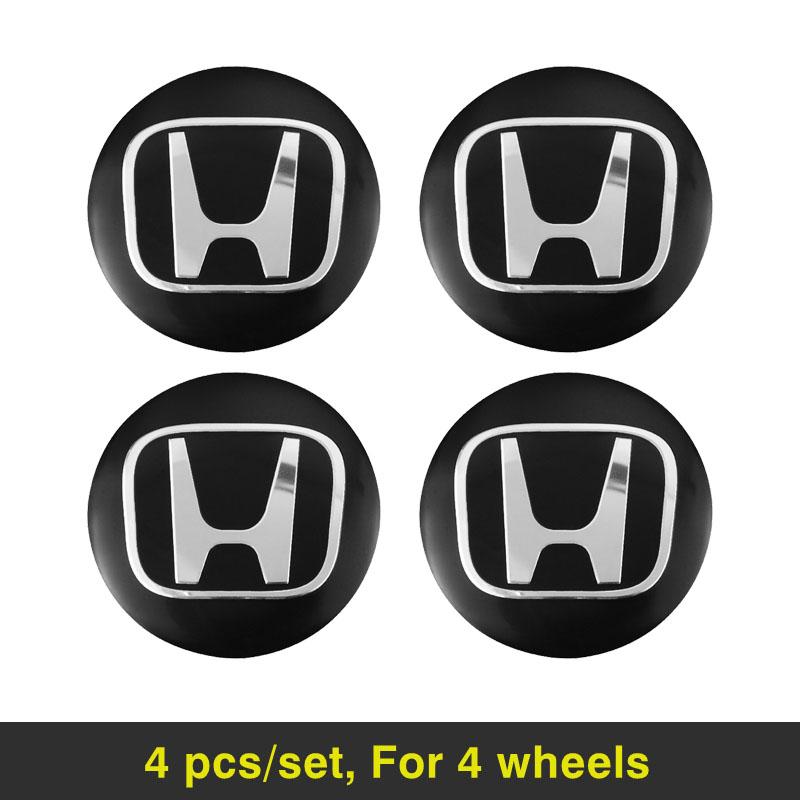4Pcs Car Wheel Hub Center Metal Decals Sticker Accessories For Honda Civic Fit Jazz Accord Pilot CRV Odyssey Passport City HRV EC5