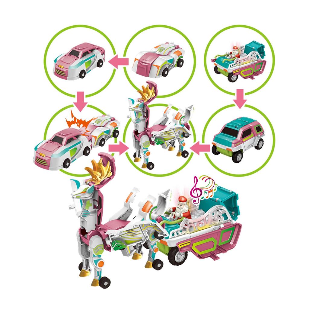 Mars Deer Two-in-One Magnetic Deformation Toy: Silver Wing Dragon & Flying Pegasus