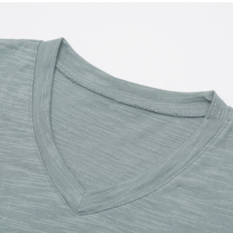 Shop Women Slub CoTTon V Neck ShorT sleeVe T shirT iVory Dai Wsh 0520