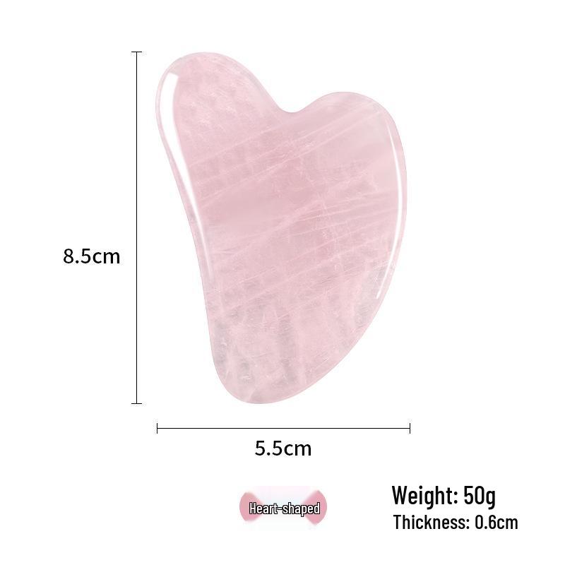 Pink Crystal Heart Gua Sha Face Tool and Jade Roller Massager