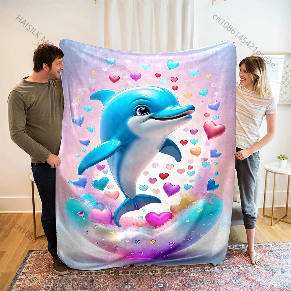 Multi-Size Dreamy Dolphin Print Warm Comfortable Blanket Home Travel Camping for Adults and Kids Luxury for Gifts