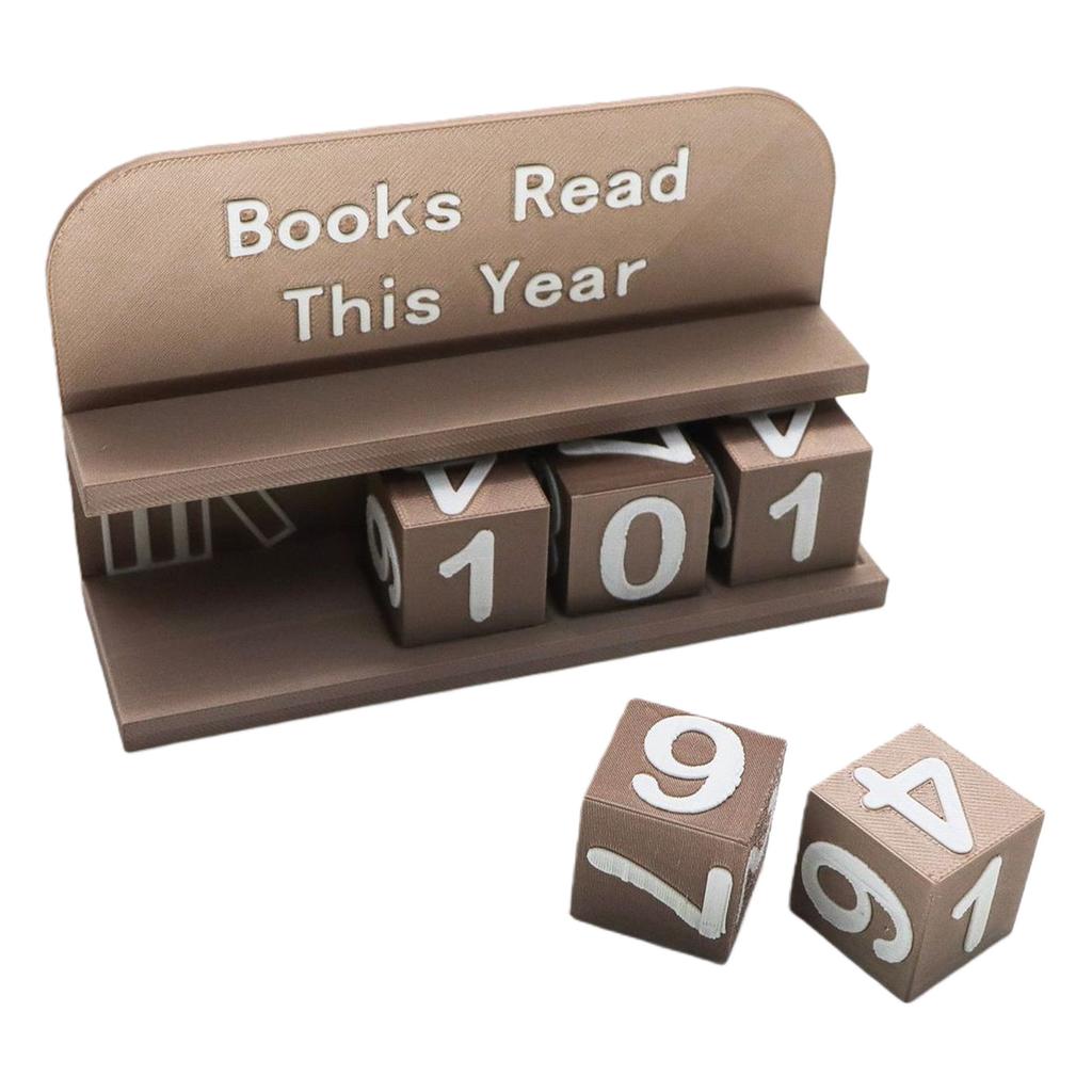 3D Printed Reading Tracker with Clear Text and Numbers Bookish Track Shelf Ornament for Desk Office Bookshelf Decoration