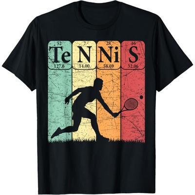 Tabla Periódica de Tenis Elementos Jugador de Tenis Nerd Camiseta Vintage(4)