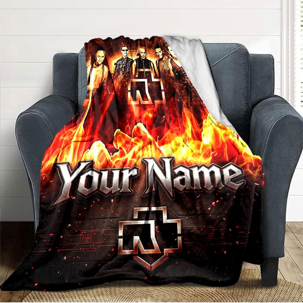 Name Custom Electronic Metal Band Print Flannel Blanket High Quality Warm Comfortable Cover for All Seasons Perfect for Gifts Home Decor