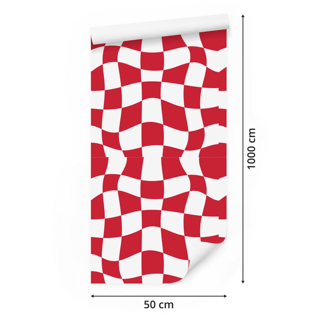Casual checkerboard red wallpaper for living room and bedroom 50x1000