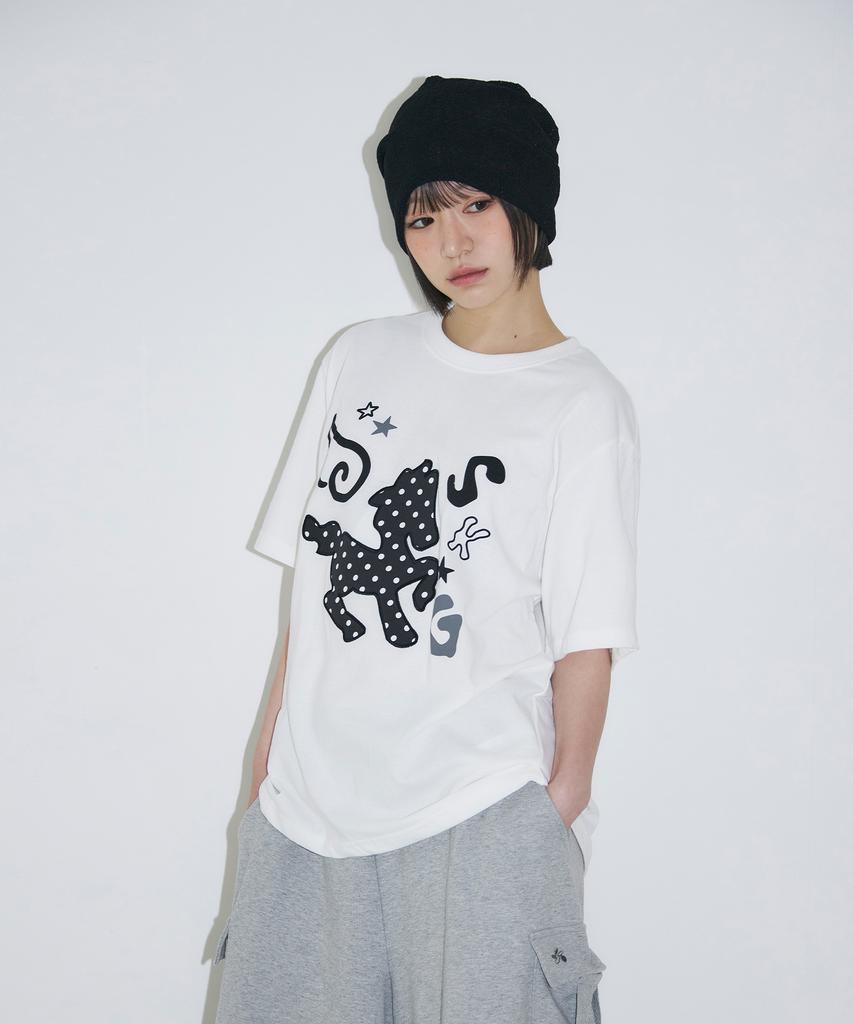 Seulliggeullou Dot Pony Applique T-Shirt [White]