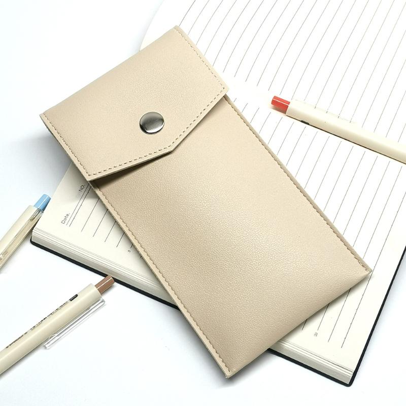 Pu Leather Pencil Case Storage Bag Student Glasses Portable Stationery Bag Large-Capacity Business Office Pen Storage Bag