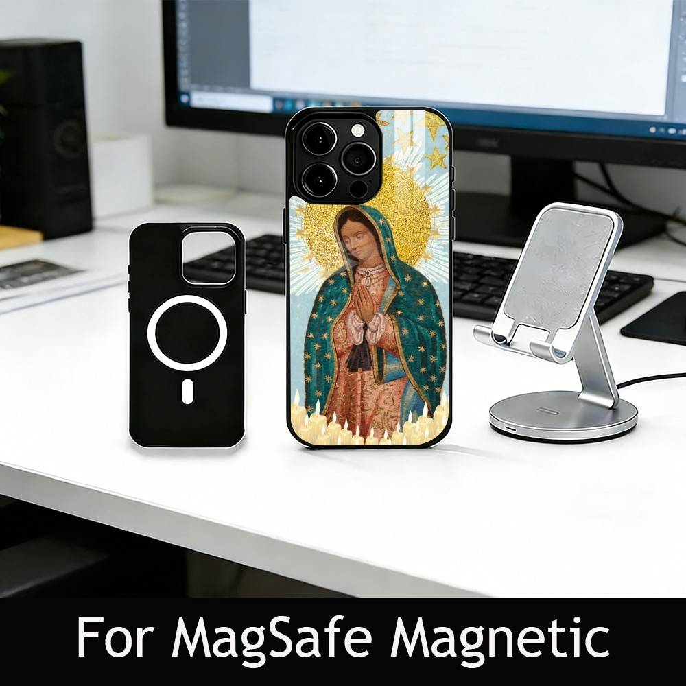 

V-Virgin Mary Celestial Grace Phone Case For iPhone17,16,15,14,13,12,11 Plus,Pro Magnetic For Magsafe Wireless Charging iPhone14