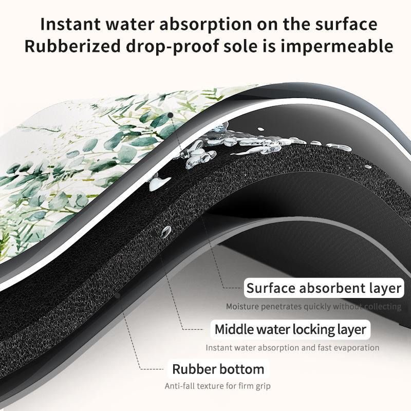 Bathroom Absorbent Floor Mat, Non Slip Floor Mat for Bathroom, Quick Drying Door Mat for Bathroom, Square, Plant Printed Carpet