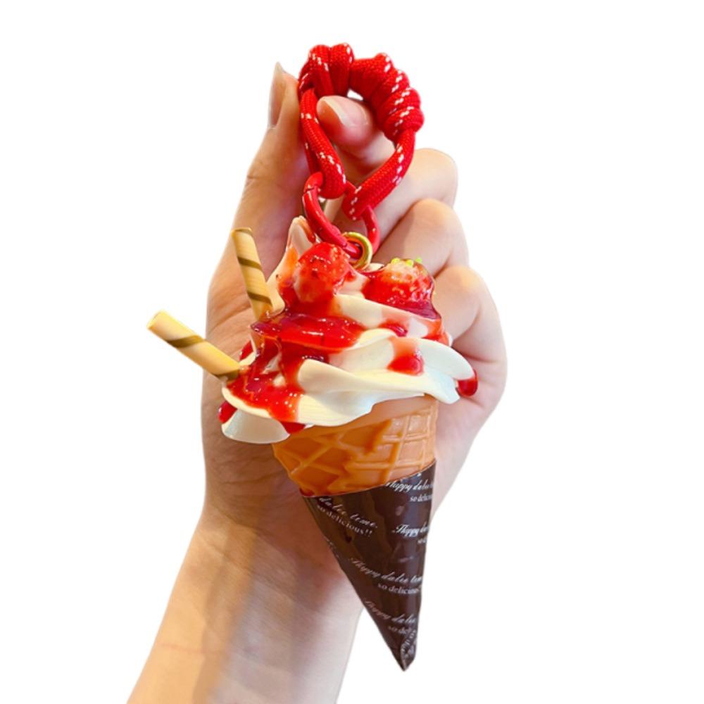 Simulation Ice Cream Keychain Cute Food Shaped Keyring Fashion Ice Cream Key Rings  Holiday Gifts