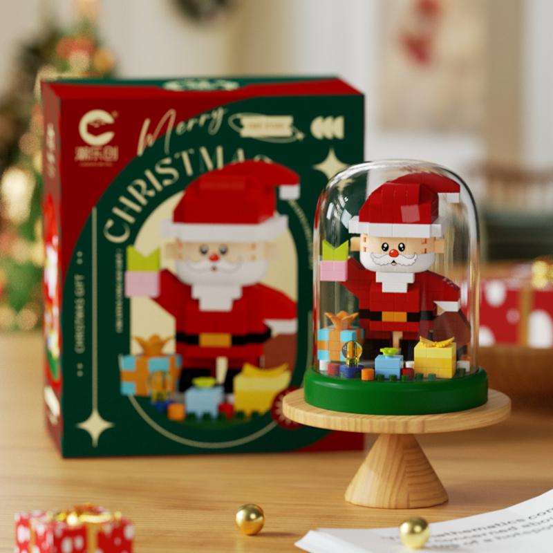 Non-Toxic New Christmas Gift Micro-Particle Building Blocks Children'S Educational Assembling Toys Santa Claus Tree Elk Model Ornaments