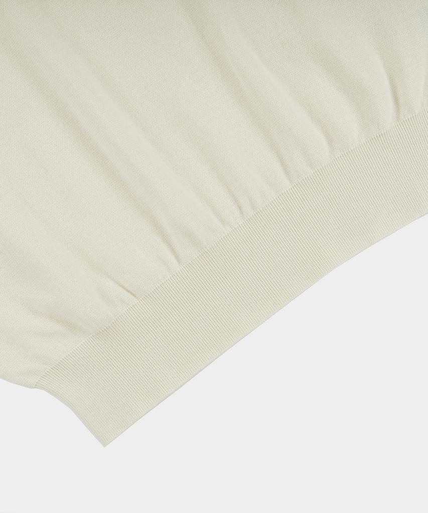 BELLIEF Essential Hard Twist Cotton Short Sleeve Polo Knit (Ivory)