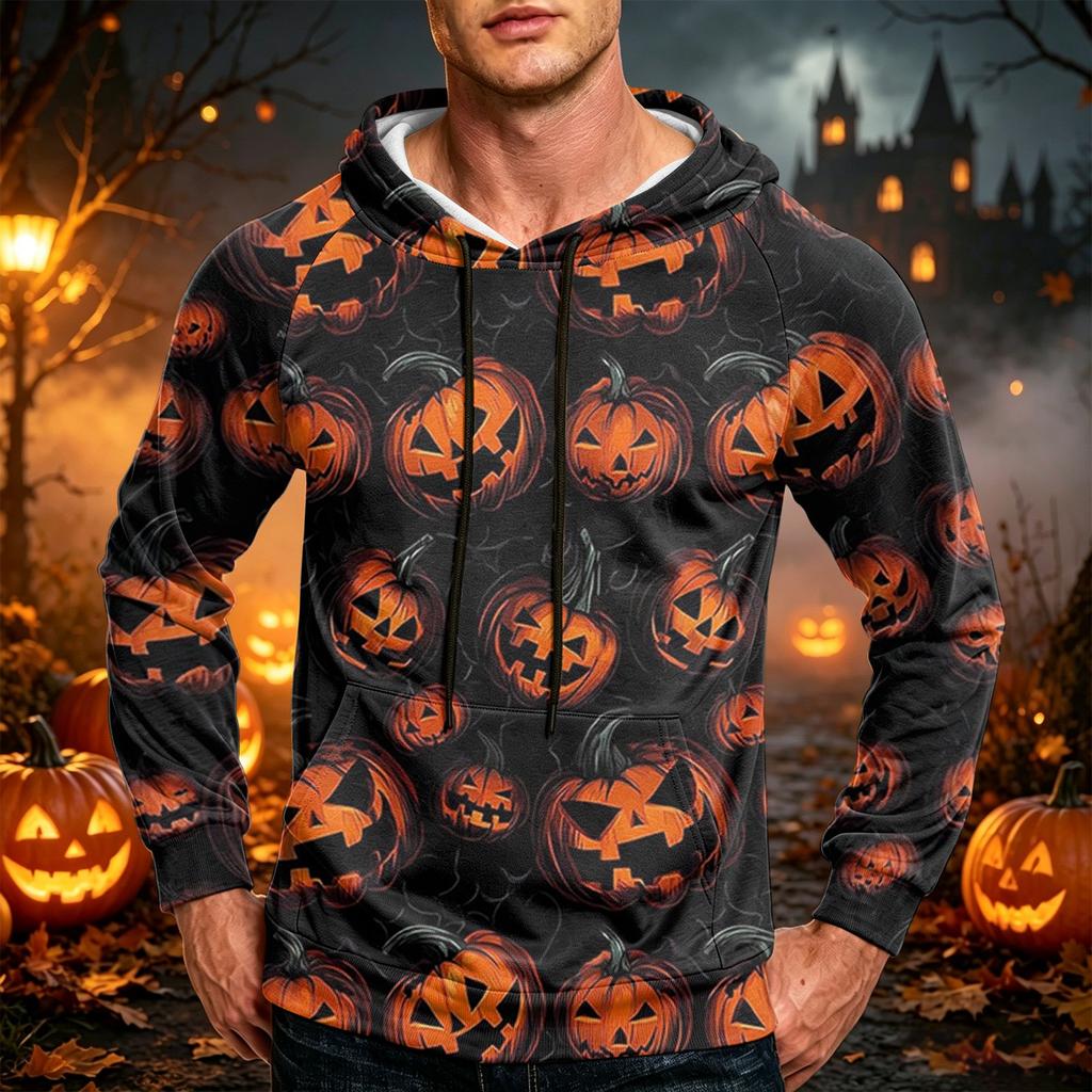 Men's Loose Fit Hoodie with Pocket Drawstring Printed Design for Casual Everyday Wear