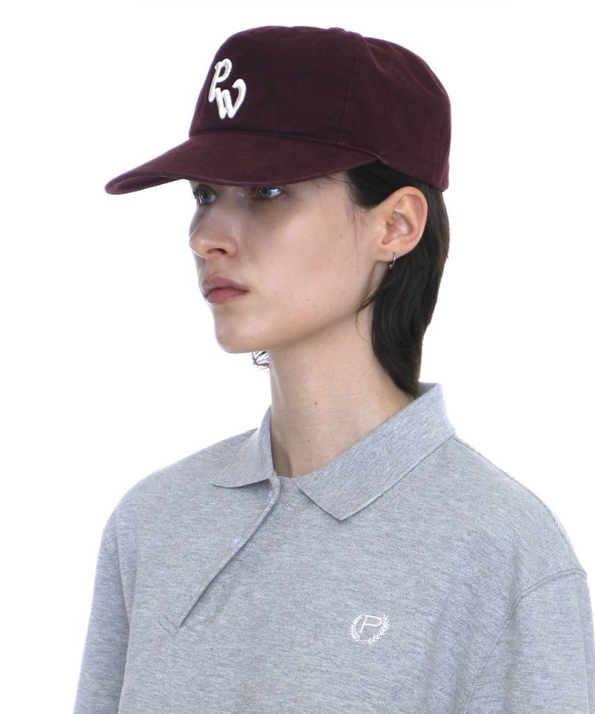 PARTIMENTO WOMEN Washed Pw Embroidered Grandad Cap_Burgundy