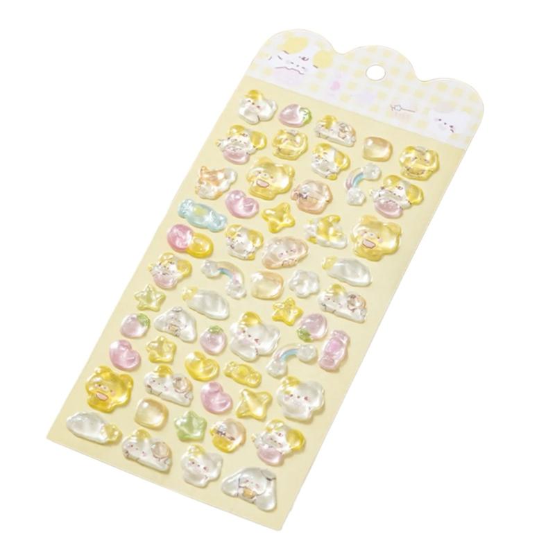 Cartoon Embossed Animal Sticker Waterproof PVC Resin Sticker for Notebook Phone Cover Card Making Kids Room Wall Art