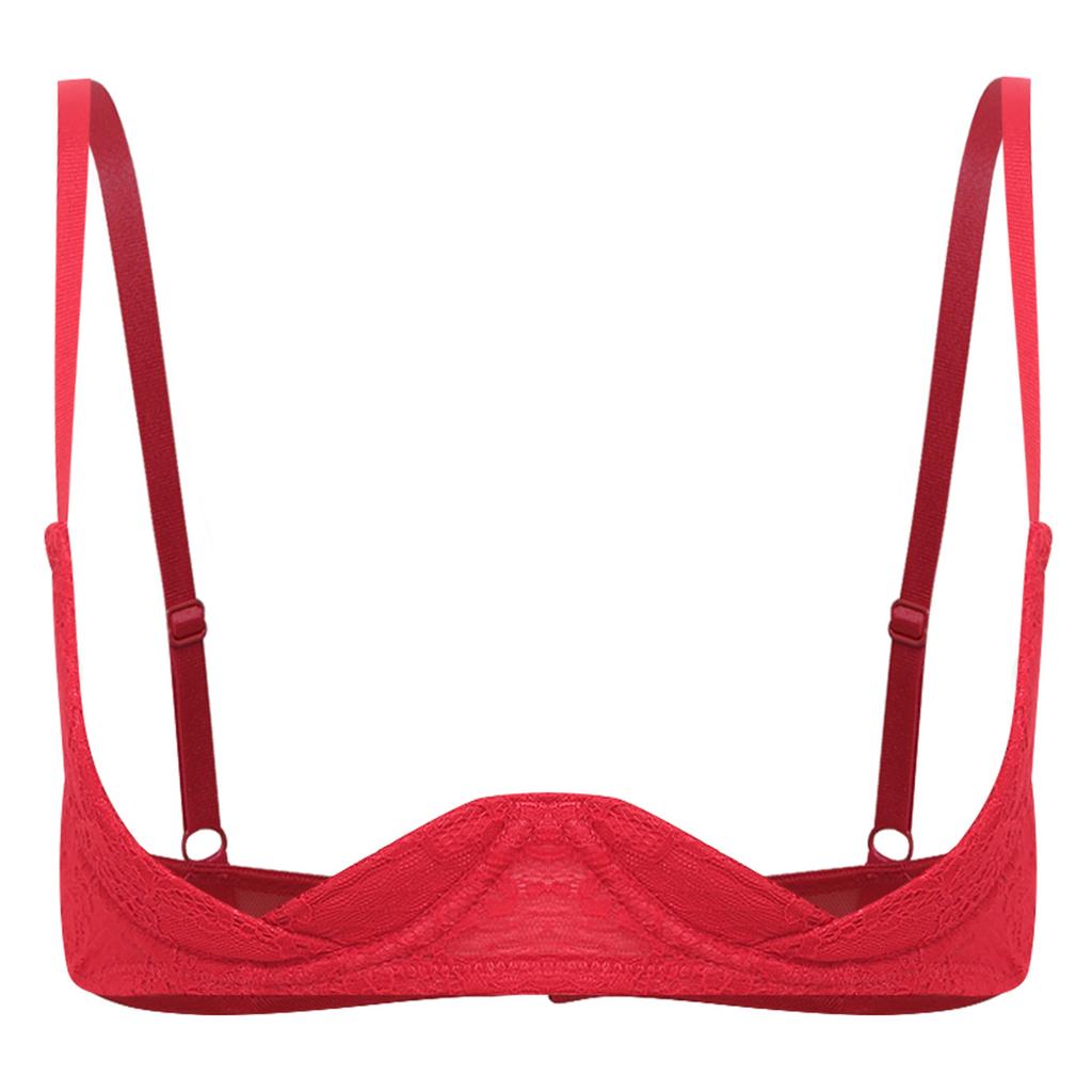 Sujetador de Encaje para Mujer 1/4 Taza Balconet Bralette Con Aros Diseño Push Up Top de Lencería Floral