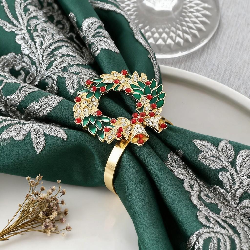 Christmas Decoration Napkin Ring Decoration Metal Bracket, Suitable For Dining Tables, Holiday Dinners, And Family Gatherings