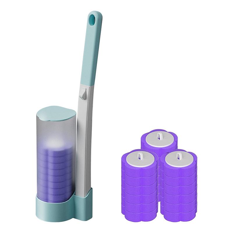 Disposable Toilet Brush Cleaner With Long Handle Bathroom Cleaning Sponge Brush With Replaceable Brush Head Toilet Accessories