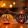 Petites Lampes de Nuit Citrouille Lanterne Halloween, Ornement Creux Lumineux LED, Lampe à Piles pour Statue de Fête Décoration Intérieure Extérieure Chaude Maison
