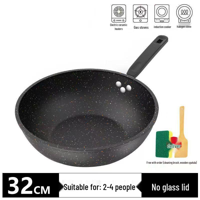 

Вок с плоским дном с антипригарным покрытием из камня майфань для индукционных и газовых плит, без дыма, без масла, легкая чугунная сковорода.