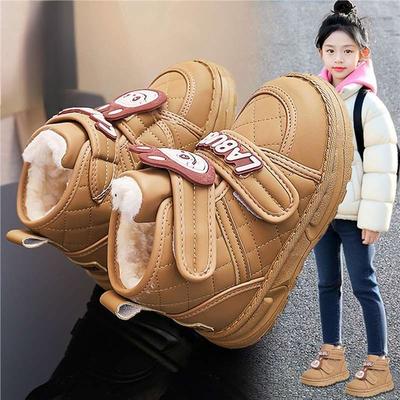 Girls' Snow Boots Winter Children's Cotton Shoes Fleece-lined Warm Leather Short Boots