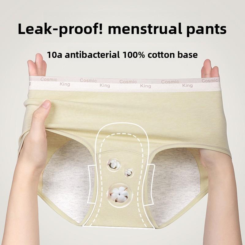 Ladies Spring and Autumn Cotton Widened Side Leakage Prevention Period Briefs