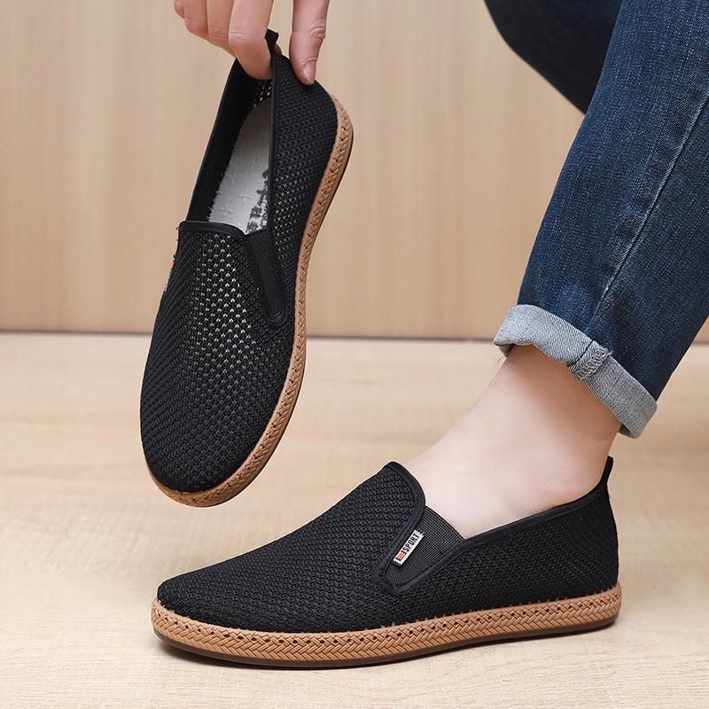 Scarpe da Uomo Estive in Rete Traspirante Slip-On, Suola Morbida Antiscivolo, Resistenti all'Usura, Casual da Papà.