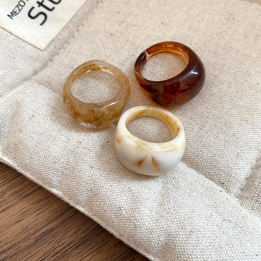 

3pcs/set Resin Ring Sets Women Minimalist Smudged Colorful Round Rings Non-Fading Plain Band Daily Wear Party Gift Accessories